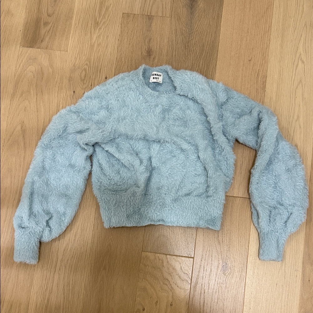 Sunday Best Soft Blue Fuzzy Sweater